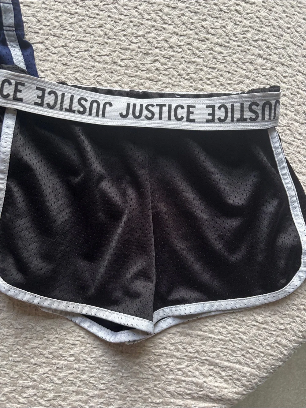 Justice Black and Navy Mesh Athletic Shorts Set